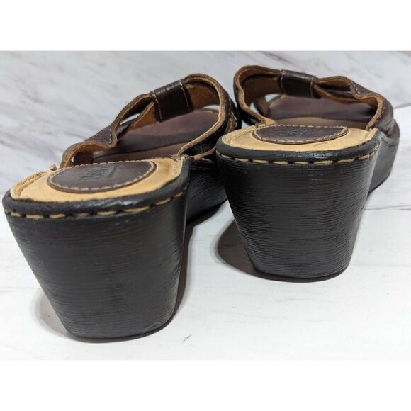Born Women's Brown Leather Slip-On Slide 2.5" Wedge Sandal Size 8 - Picture 7 of 7